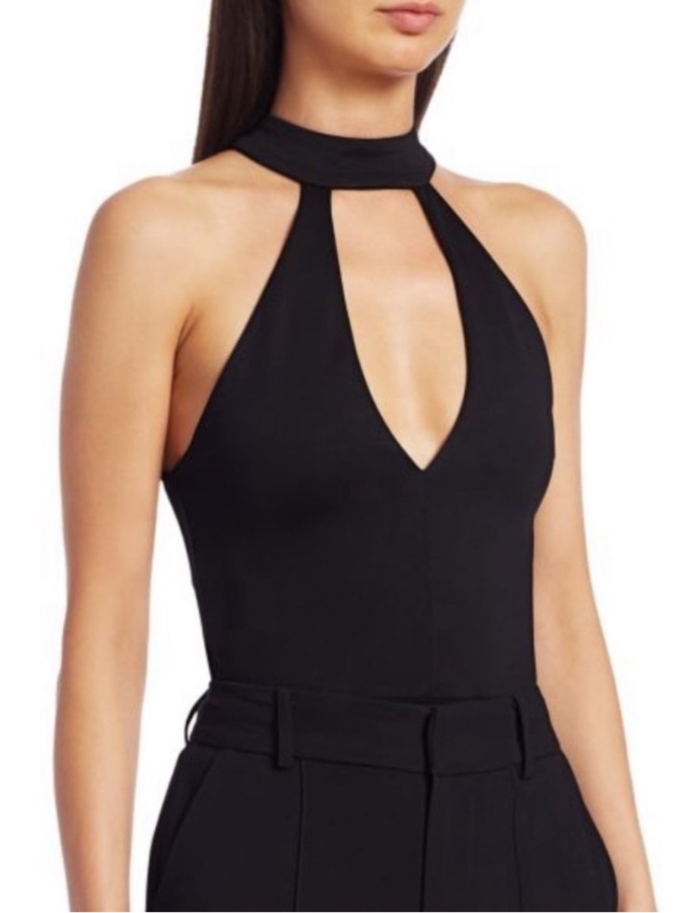 Alice + Olivia Bechette Choker Halterneck Bodysuit in Black
NWT